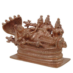 Bronze Ranganathar Idol, Handcrafted Ranganatha Swamy Ananta Shayana Perumal Murti | Chola Style Panchaloha Vishnu Sculpture for Home Temple Decor, Gold, 3 Inch, 1 Piece