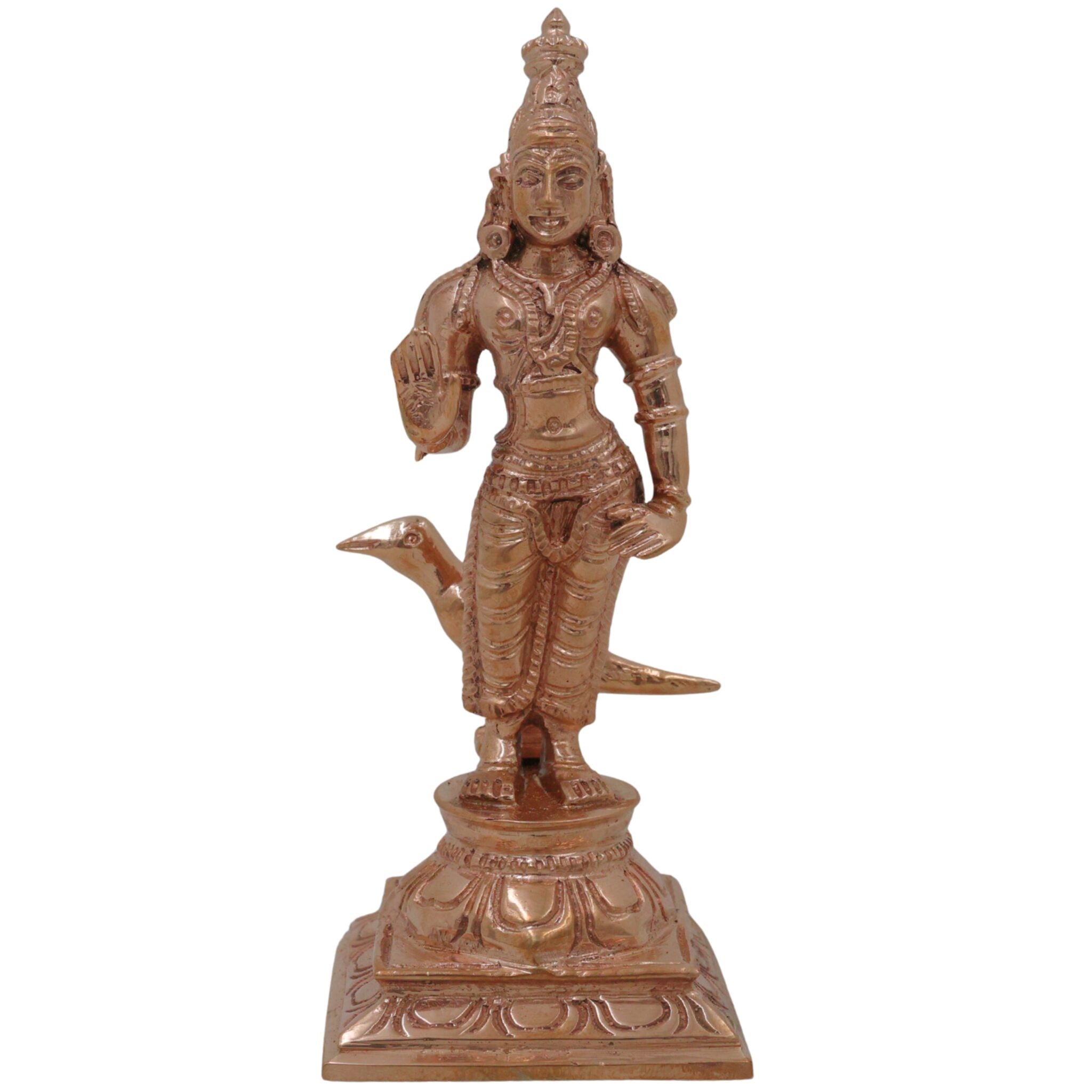 Bronze Shani Dev Idol, Shanishwara Murti, Shanidev Statue, Shanaishchara Swamy Vigraham, Saneeswara Silai for Home Temple, Vastu, Pooja & Spiritual Decor, Gold, 5 Inch, 1 Piece