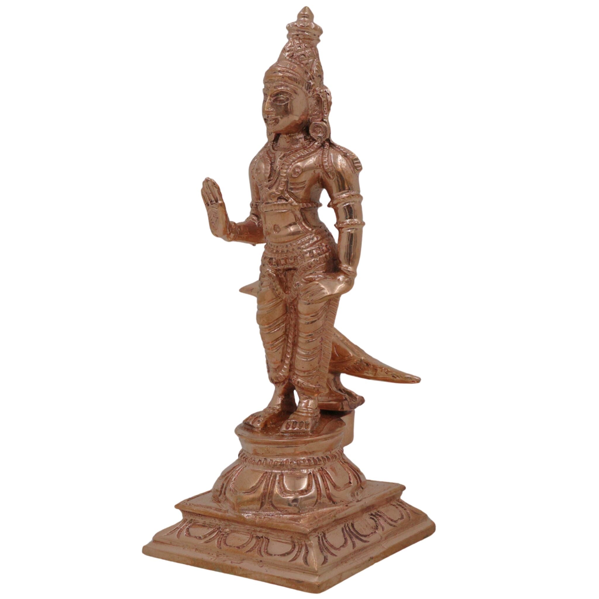 Bronze Shani Dev Idol, Shanishwara Murti, Shanidev Statue, Shanaishchara Swamy Vigraham, Saneeswara Silai for Home Temple, Vastu, Pooja & Spiritual Decor, Gold, 5 Inch, 1 Piece