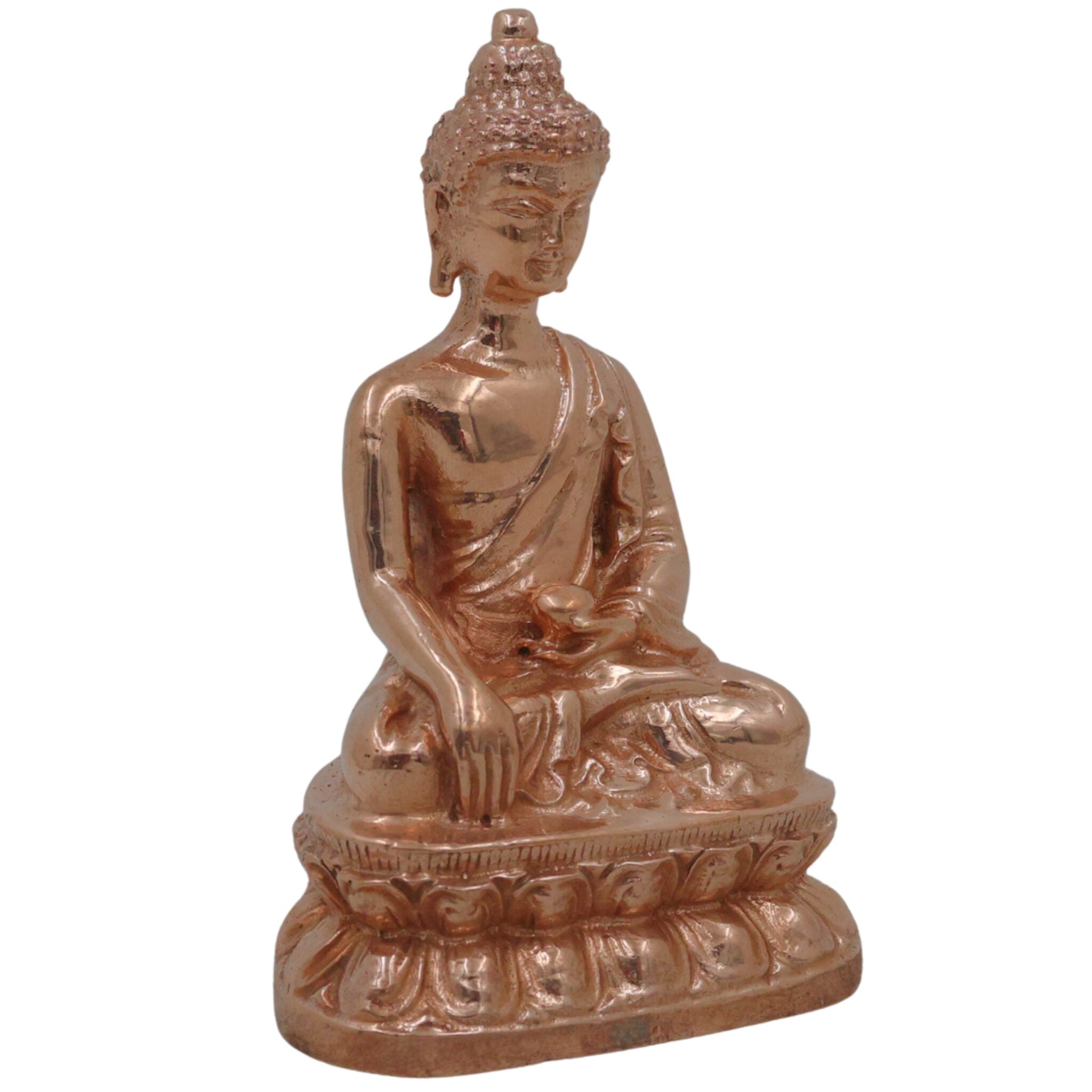 Bronze Buddha Idol, Handcrafted Gautam Buddha, Shakyamuni, Tathagata Murti for Home Temple, Meditation Room, Spiritual Décor & Gifting, Gold, 3.5 Inch, 1 Piece
