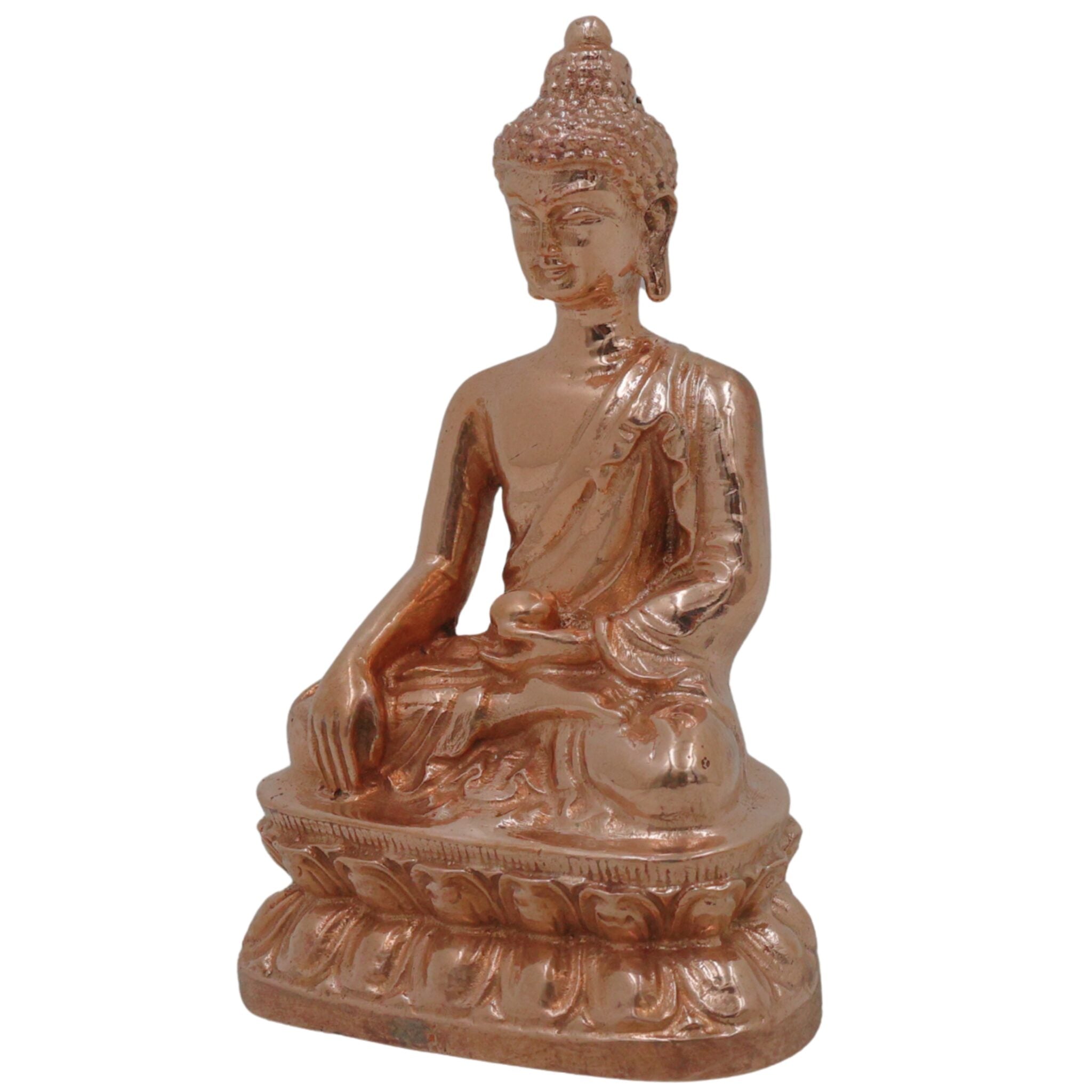 Bronze Buddha Idol, Handcrafted Gautam Buddha, Shakyamuni, Tathagata Murti for Home Temple, Meditation Room, Spiritual Décor & Gifting, Gold, 3.5 Inch, 1 Piece