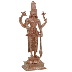 Bronze Vishnu Narayana Murti, Govinda Madhava Kesava Idol, Handcrafted Panchaloha Inspired Balaji Srinivasa Statue for Home Temple Decor, Gold, 8 Inch, 1 Piece