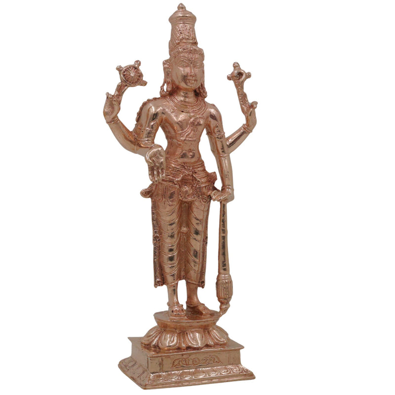 Bronze Vishnu Narayana Murti, Govinda Madhava Kesava Idol, Handcrafted Panchaloha Inspired Balaji Srinivasa Statue for Home Temple Decor, Gold, 8 Inch, 1 Piece