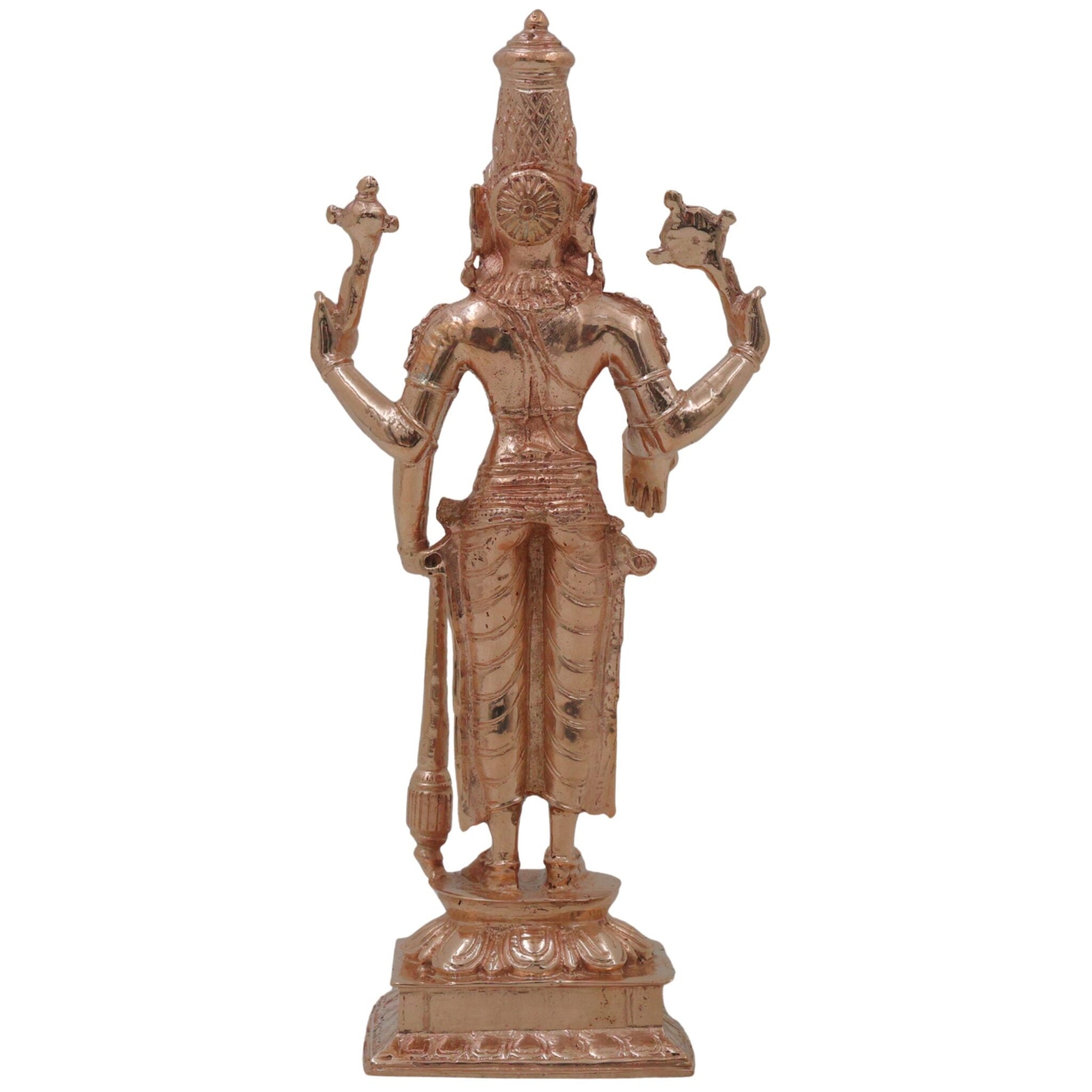 Bronze Vishnu Narayana Murti, Govinda Madhava Kesava Idol, Handcrafted Panchaloha Inspired Balaji Srinivasa Statue for Home Temple Decor, Gold, 8 Inch, 1 Piece