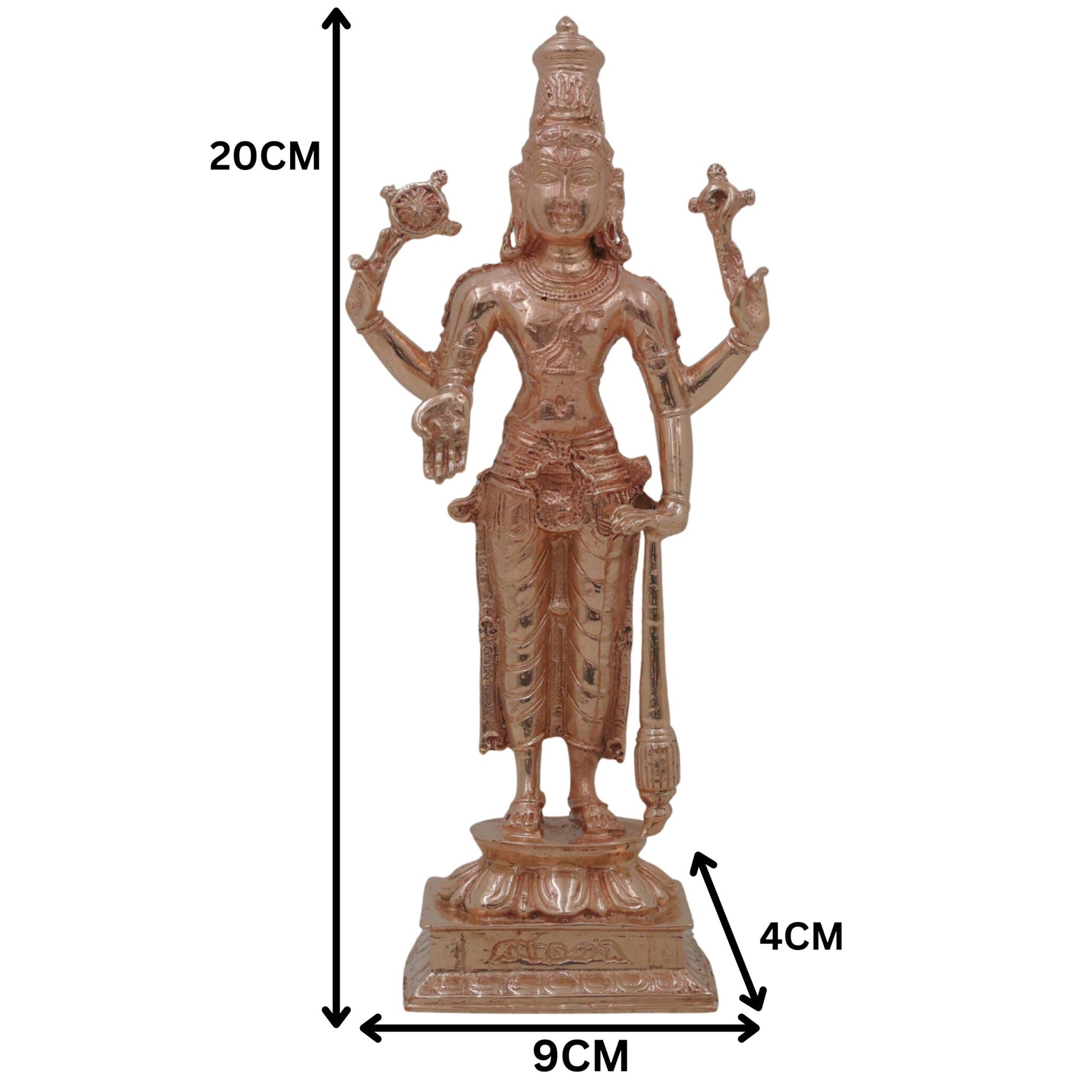 Bronze Vishnu Narayana Murti, Govinda Madhava Kesava Idol, Handcrafted Panchaloha Inspired Balaji Srinivasa Statue for Home Temple Decor, Gold, 8 Inch, 1 Piece