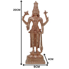Bronze Vishnu Narayana Murti, Govinda Madhava Kesava Idol, Handcrafted Panchaloha Inspired Balaji Srinivasa Statue for Home Temple Decor, Gold, 8 Inch, 1 Piece