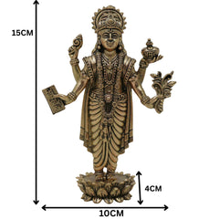 Brass Dhanvantari Idol Murti, Dhanvantri Dhanwantri Arogya Devata Ayurveda Vishnu Narayana Healing Vigraha for Pooja Home Temple Decor, Gold, 6 Inch, 1 Piece