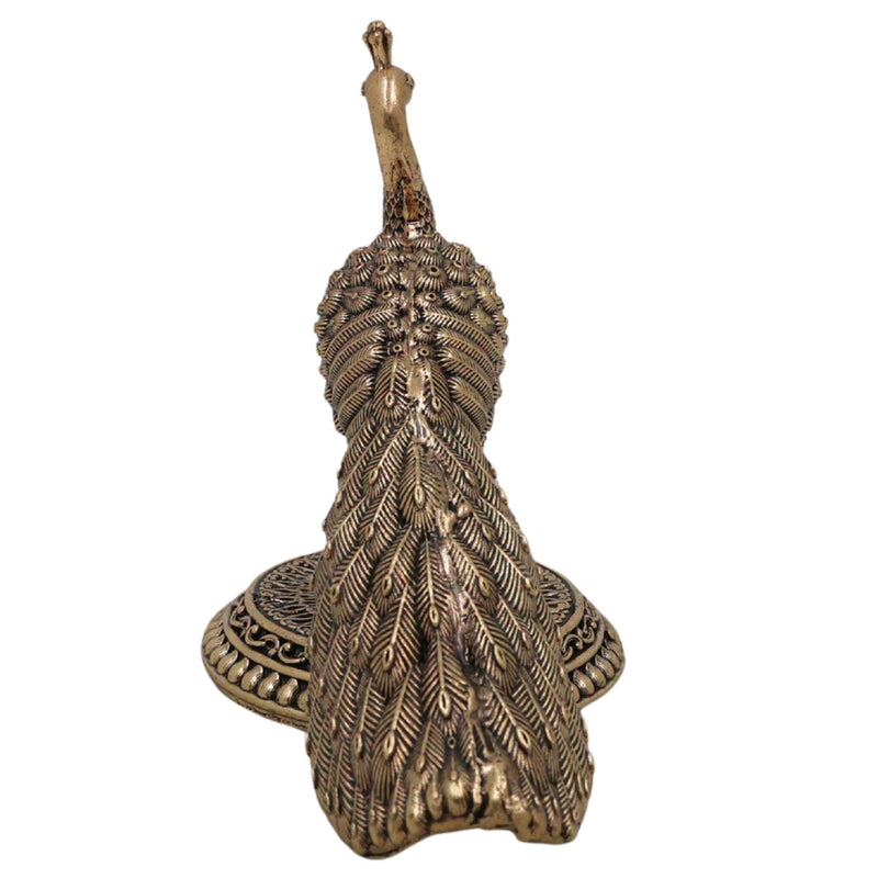 Divine Brass Peacock Idol, Mayura Mor Mayil Neelkanth, Handcrafted Traditional Puja & Home Decor Sculpture, Gold, 3.5 Inch, 1 Piece