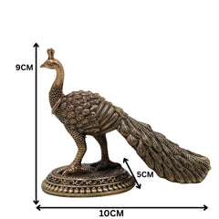 Divine Brass Peacock Idol, Mayura Mor Mayil Neelkanth, Handcrafted Traditional Puja & Home Decor Sculpture, Gold, 3.5 Inch, 1 Piece