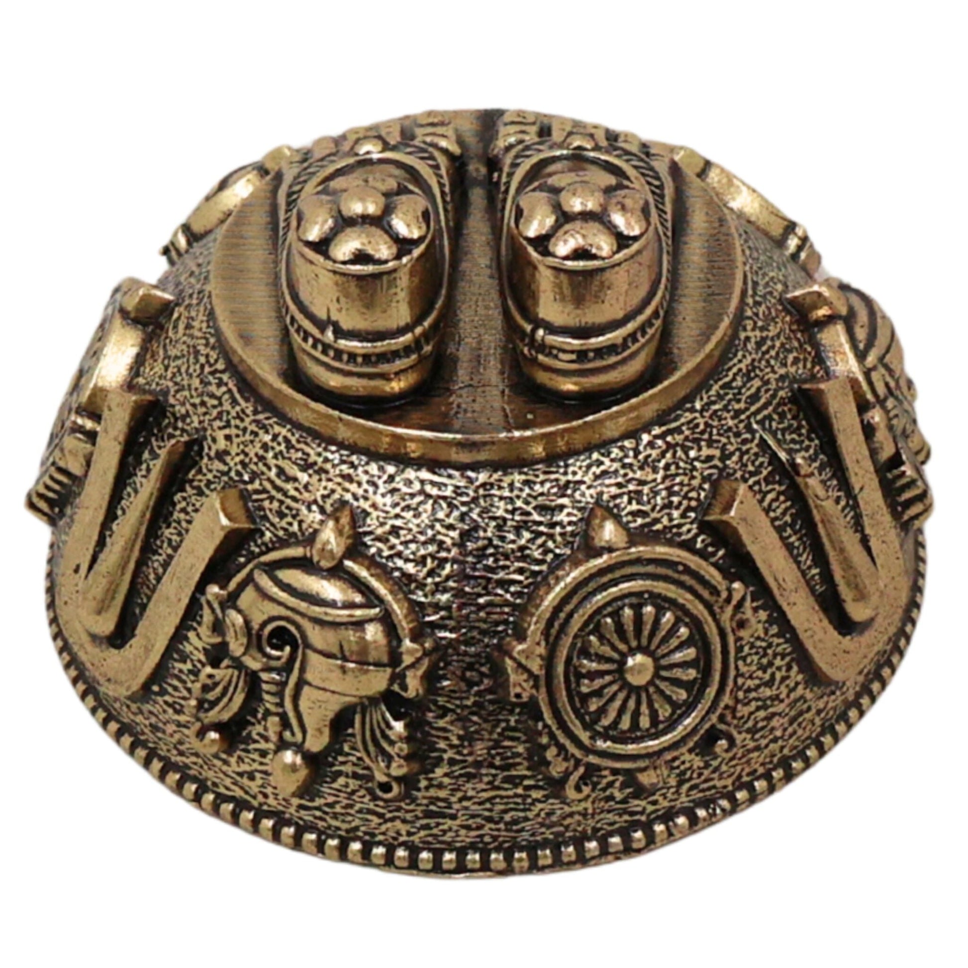 Brass Balaji Charan Paduka Idol, Lord Venkateswara Srinivasa Govinda Perumal Tirupati Tirumala Sacred Footprint for Puja & Home Mandir, Gold, 1 Inch, 1 Piece
