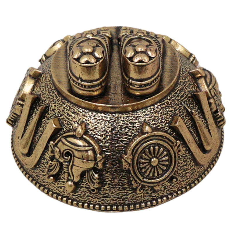 Brass Balaji Charan Paduka Idol, Lord Venkateswara Srinivasa Govinda Perumal Tirupati Tirumala Sacred Footprint for Puja & Home Mandir, Gold, 1 Inch, 1 Piece