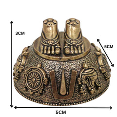 Brass Balaji Charan Paduka Idol, Lord Venkateswara Srinivasa Govinda Perumal Tirupati Tirumala Sacred Footprint for Puja & Home Mandir, Gold, 1 Inch, 1 Piece