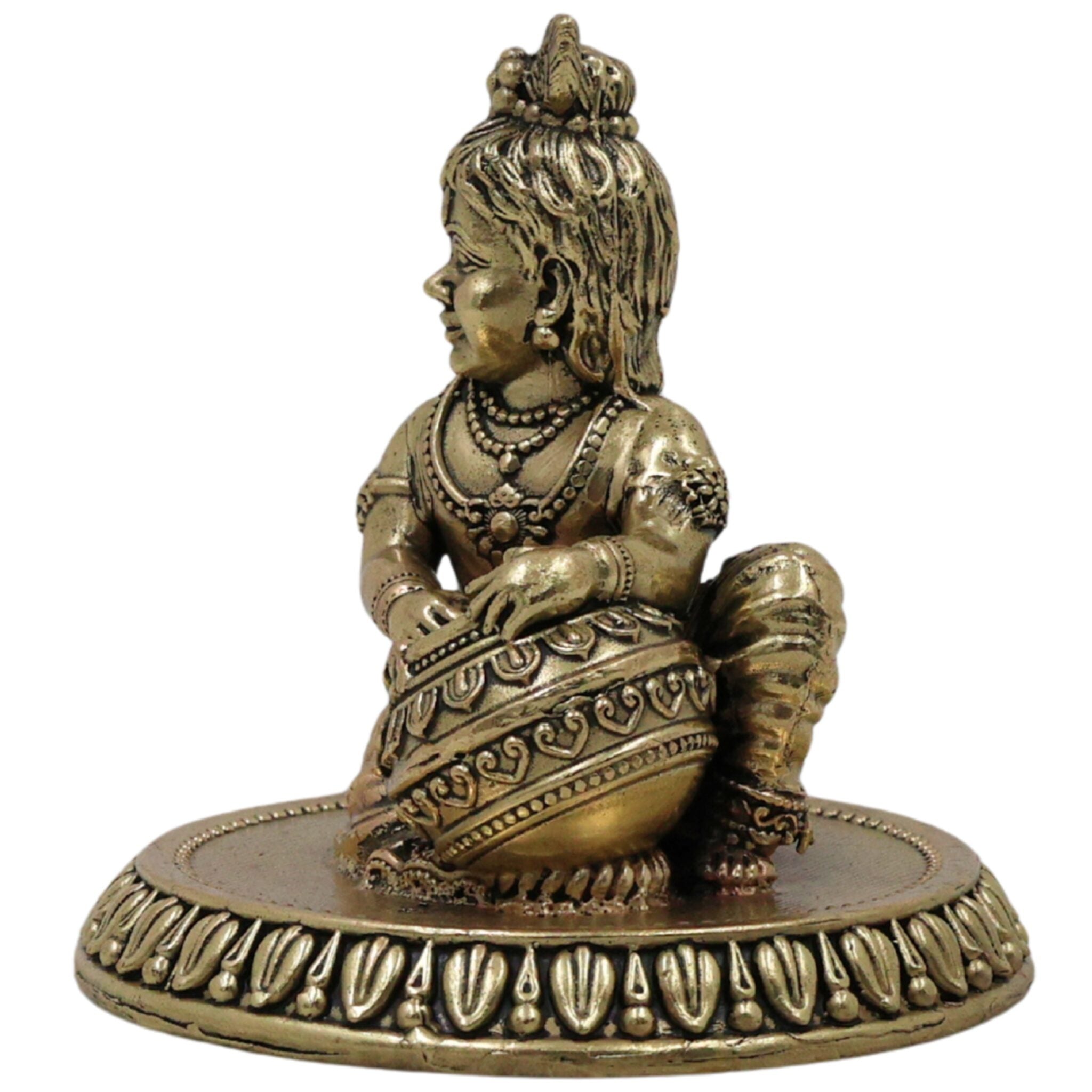 Divine Brass Bal Gopal Idol, Bal Krishna Murti, Laddu Gopal Vigraha, Bala Gopala Child Krishna Sculpture for Puja & Home Decor, Gold, 3 Inch, 1 Piece