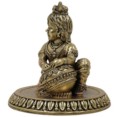 Divine Brass Bal Gopal Idol, Bal Krishna Murti, Laddu Gopal Vigraha, Bala Gopala Child Krishna Sculpture for Puja & Home Decor, Gold, 3 Inch, 1 Piece