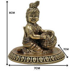 Divine Brass Bal Gopal Idol, Bal Krishna Murti, Laddu Gopal Vigraha, Bala Gopala Child Krishna Sculpture for Puja & Home Decor, Gold, 3 Inch, 1 Piece