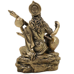 Divine Brass Saraswati Idol (Saraswathi, Sharada, Vani, Bharati) Veena Vadini Murti for Home Puja & Decor, Gold, 4.5 Inch, 1 Piece