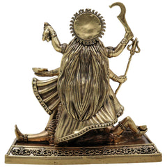 Divine Brass Mahakali Idol, Kali Devi Murti, Kalika Vigraha, Shyama Bhadrakali Moorthi for Home Mandir & Puja, Gold, 5.5 Inch, 1 Piece