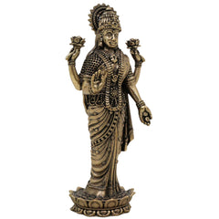 Divine Brass Lakshmi Idol, Mahalakshmi Murti, Sri Devi Vigraha, Padmavati Kamala Moorthi for Home Puja & Prosperity Decor, Gold, 4.5 Inch, 1 Piece