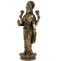 Divine Brass Lakshmi Idol, Mahalakshmi Murti, Sri Devi Vigraha, Padmavati Kamala Moorthi for Home Puja & Prosperity Decor, Gold, 4.5 Inch, 1 Piece