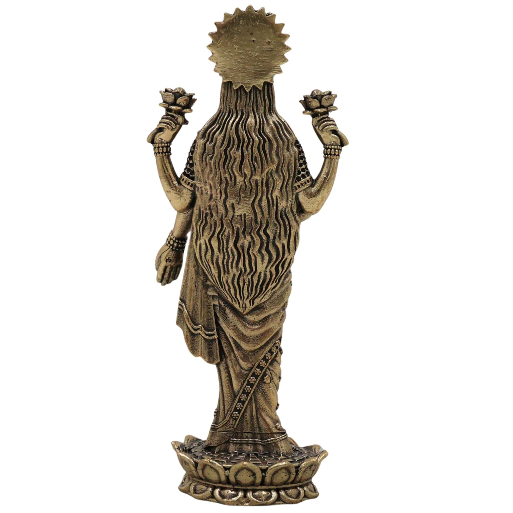 Divine Brass Lakshmi Idol, Mahalakshmi Murti, Sri Devi Vigraha, Padmavati Kamala Moorthi for Home Puja & Prosperity Decor, Gold, 4.5 Inch, 1 Piece