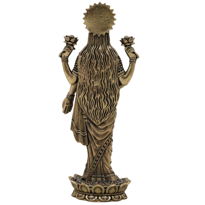Divine Brass Lakshmi Idol, Mahalakshmi Murti, Sri Devi Vigraha, Padmavati Kamala Moorthi for Home Puja & Prosperity Decor, Gold, 4.5 Inch, 1 Piece