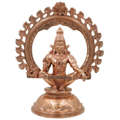 Handcrafted Bronze Ayyappa Idol, Swami Ayyappa Manikandan Dharma Sastha Sabarimala Vigraham, Gold, 14 Inch, 1 Piece