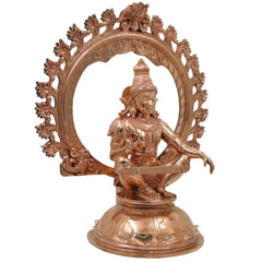 Handcrafted Bronze Ayyappa Idol, Swami Ayyappa Manikandan Dharma Sastha Sabarimala Vigraham, Gold, 14 Inch, 1 Piece