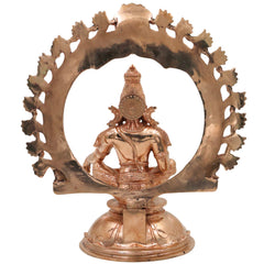 Handcrafted Bronze Ayyappa Idol, Swami Ayyappa Manikandan Dharma Sastha Sabarimala Vigraham, Gold, 14 Inch, 1 Piece