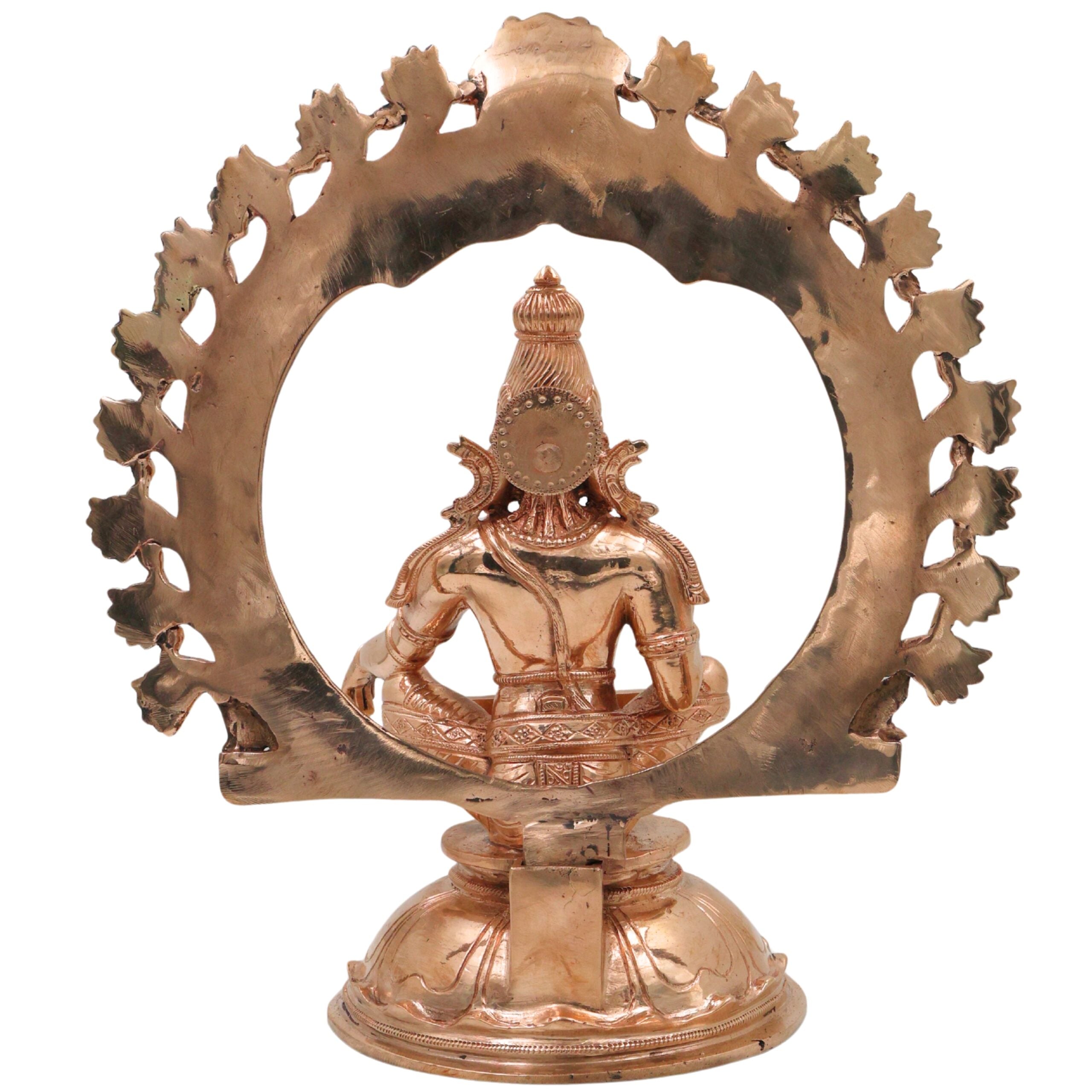 Handcrafted Bronze Ayyappa Idol, Swami Ayyappa Manikandan Dharma Sastha Sabarimala Vigraham, Gold, 14 Inch, 1 Piece