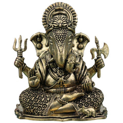 Brass Ganesha Idol, Ganapati Vinayaka Siddhivinayaka Murti for Home Pooja Decor Gift, Gold, 2.5 Inch, 1 Piece