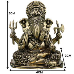 Brass Ganesha Idol Vinayaka Ganapati Siddhivinayaka Murti for Home Pooja Decor Gift, Gold, 2 Inch, 1 Piece