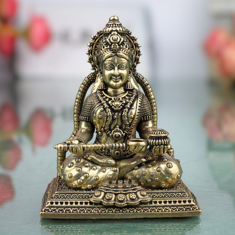 Brass Annapurneshwari Idol, Annapurna Devi Annada Goddess Murti for Home Pooja & Decor, Gold, 2 Inch, 1 Piece