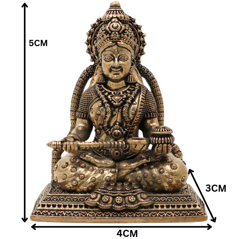Brass Annapurneshwari Idol, Annapurna Devi Annada Goddess Murti for Home Pooja & Decor, Gold, 2 Inch, 1 Piece
