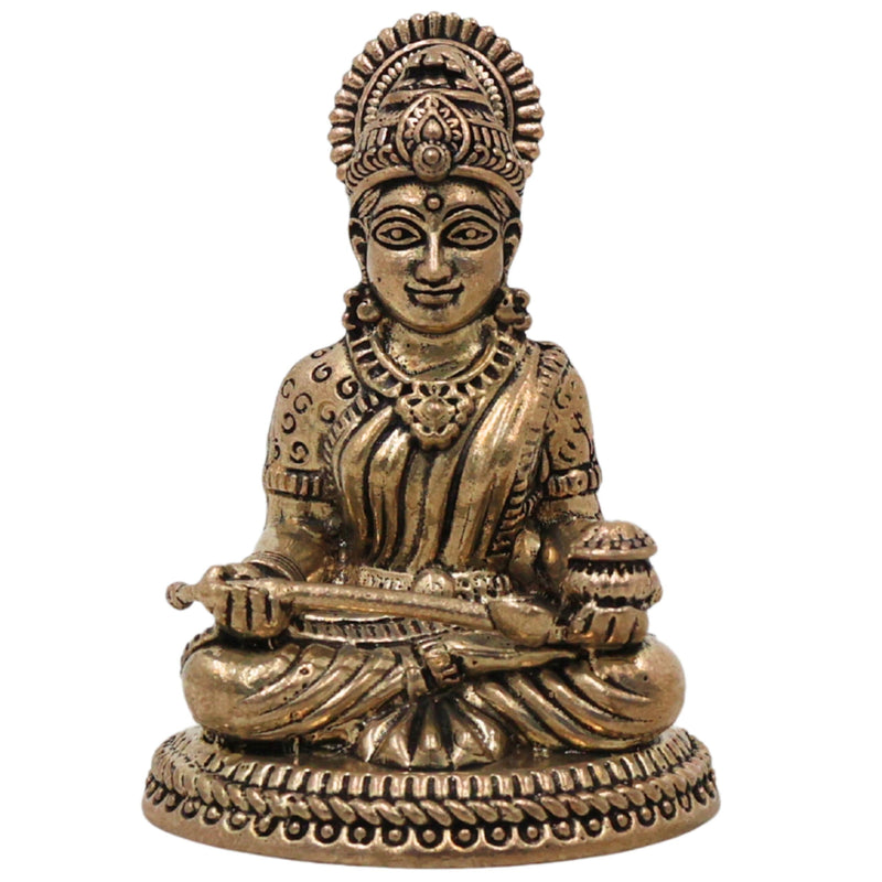 Brass Annapurneshwari Idol, Annapurna Devi Annada Devi Pooja Murti for Home Mandir, Gold, 2 Inch, 1 Piece