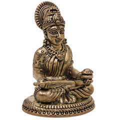 Brass Annapurneshwari Idol, Annapurna Devi Annada Devi Pooja Murti for Home Mandir, Gold, 2 Inch, 1 Piece