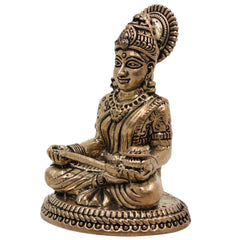 Brass Annapurneshwari Idol, Annapurna Devi Annada Devi Pooja Murti for Home Mandir, Gold, 2 Inch, 1 Piece