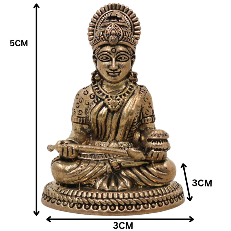 Brass Annapurneshwari Idol, Annapurna Devi Annada Devi Pooja Murti for Home Mandir, Gold, 2 Inch, 1 Piece
