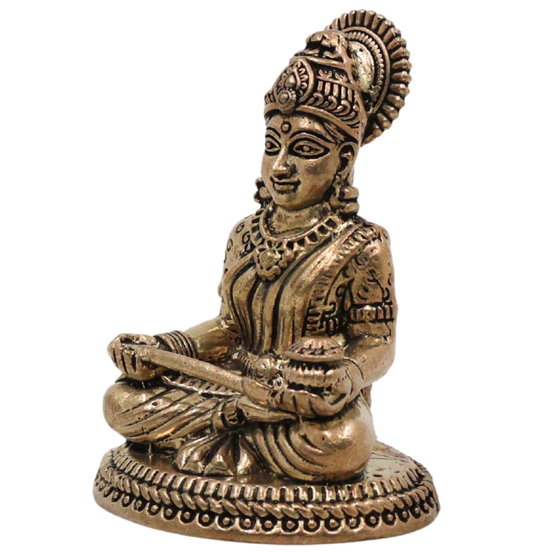 Brass Annapurneshwari Idol, Annapurna Devi Annada Mata Peetal Murti for Home Puja & Decor, Gold, 2.5 Inch, 1 Piece