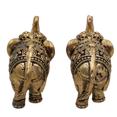 Brass Elephant Pair, Gaj Hathi Yanai Aanai Peetal Pittal Mini Idol for Pooja Vastu Decor, Gold, 1 Inch, 2 Piece