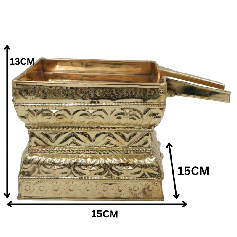 Brass Abhisheka Patra for Shivling Abhishekam, Handcrafted Peetal Pittal Abhishekam Patram Pooja Vessel for Lord Shiva Mahadev Rituals, Gold, 5 Inch, 1 Piece