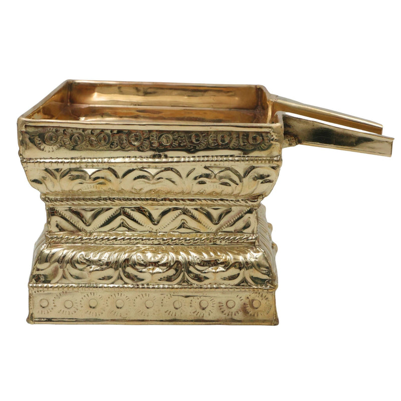 Brass Abhisheka Patra for Lord Shiva, Handcrafted Shivabhishek Abhishekam Patram, Peetal Pital Pittalam Pooja Vessel for Temple & Home Rituals, Gold, 6 Inch, 1 Piece