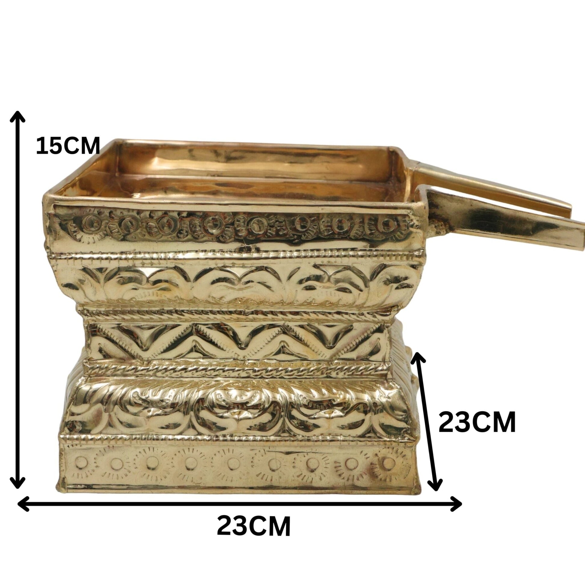 Brass Abhisheka Patra for Lord Shiva, Handcrafted Shivabhishek Abhishekam Patram, Peetal Pital Pittalam Pooja Vessel for Temple & Home Rituals, Gold, 6 Inch, 1 Piece