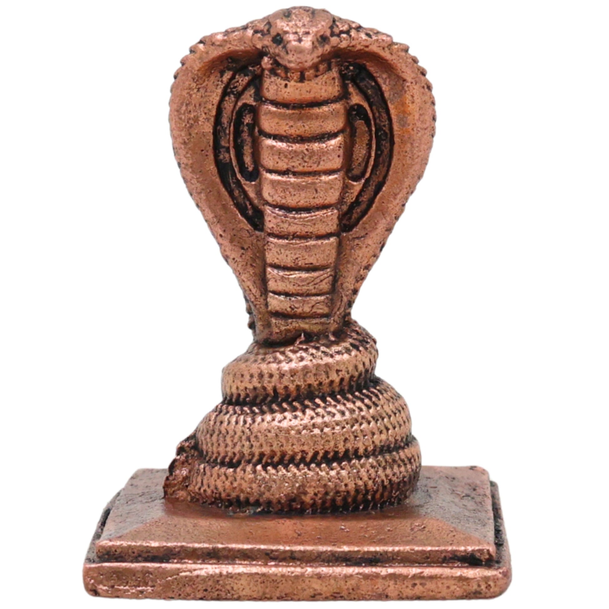 Copper Anjini Snake Idol, Anjini Nāga Devata Nagraj Murti for Pooja, Brown, 2 Inch, 1 Piece