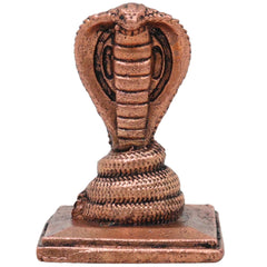 Copper Anjini Snake Idol, Anjini Nāga Devata Nagraj Murti for Pooja, Brown, 2 Inch, 1 Piece