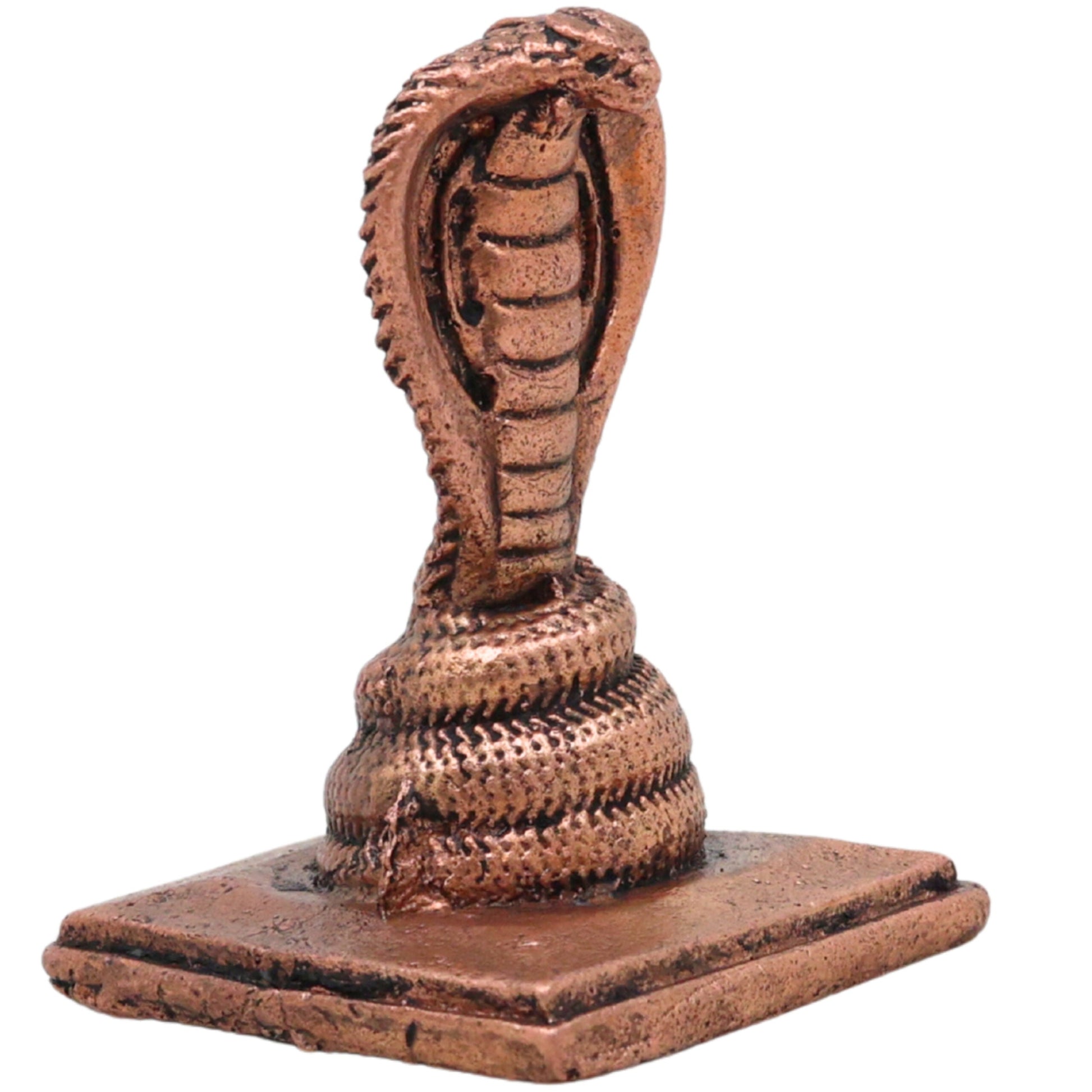 Copper Anjini Snake Idol, Anjini Nāga Devata Nagraj Murti for Pooja, Brown, 2 Inch, 1 Piece