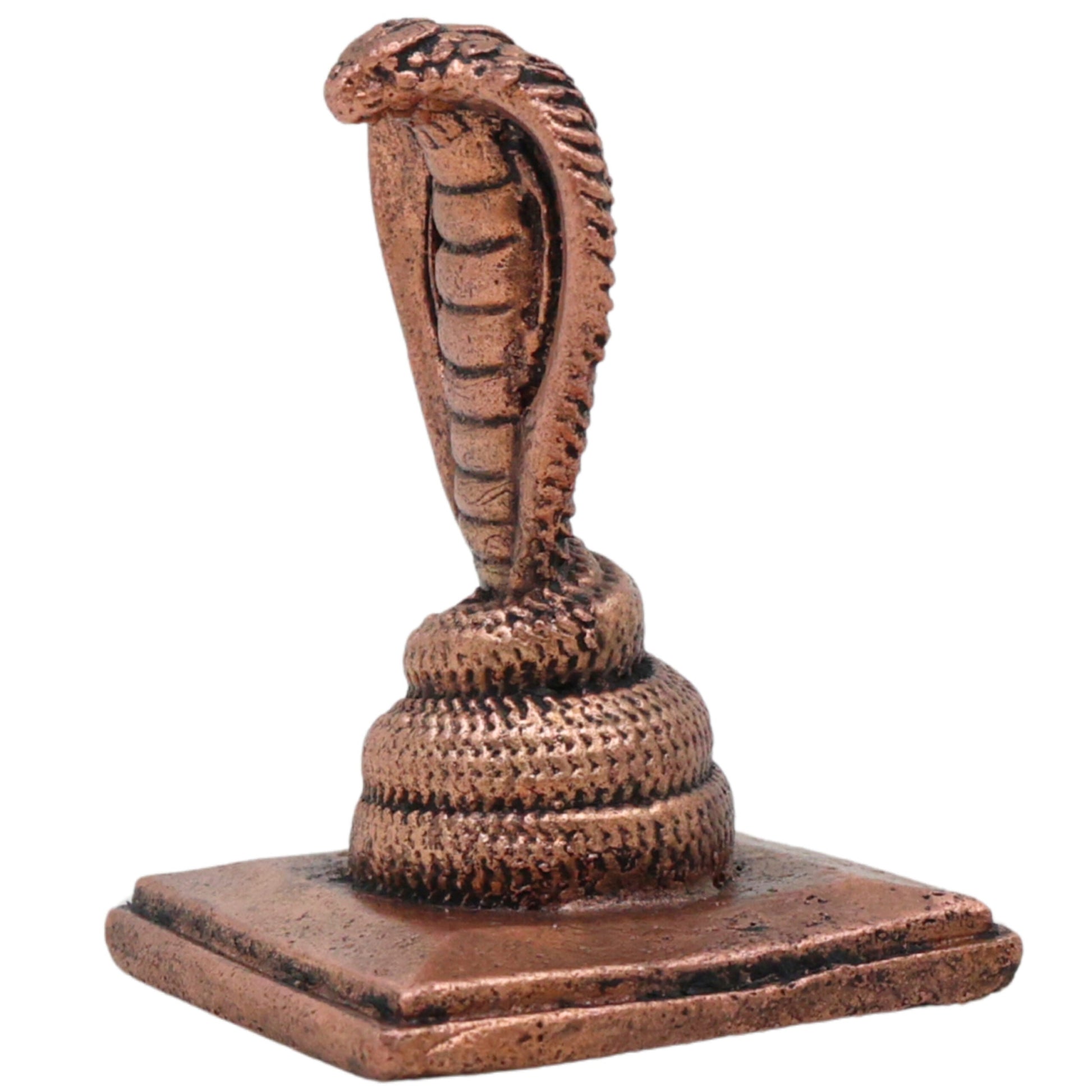 Copper Anjini Snake Idol, Anjini Nāga Devata Nagraj Murti for Pooja, Brown, 2 Inch, 1 Piece