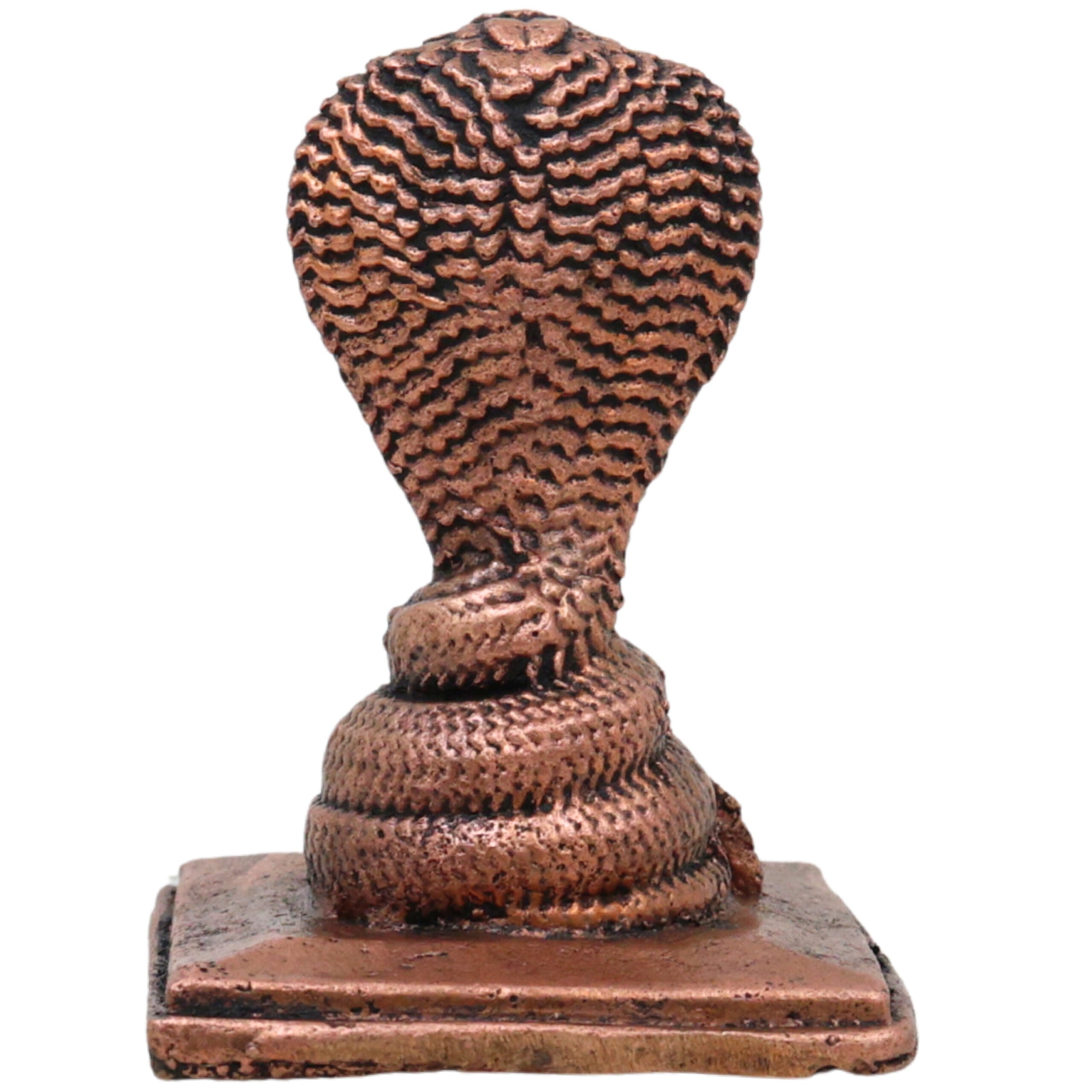 Copper Anjini Snake Idol, Anjini Nāga Devata Nagraj Murti for Pooja, Brown, 2 Inch, 1 Piece