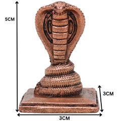 Copper Anjini Snake Idol, Anjini Nāga Devata Nagraj Murti for Pooja, Brown, 2 Inch, 1 Piece