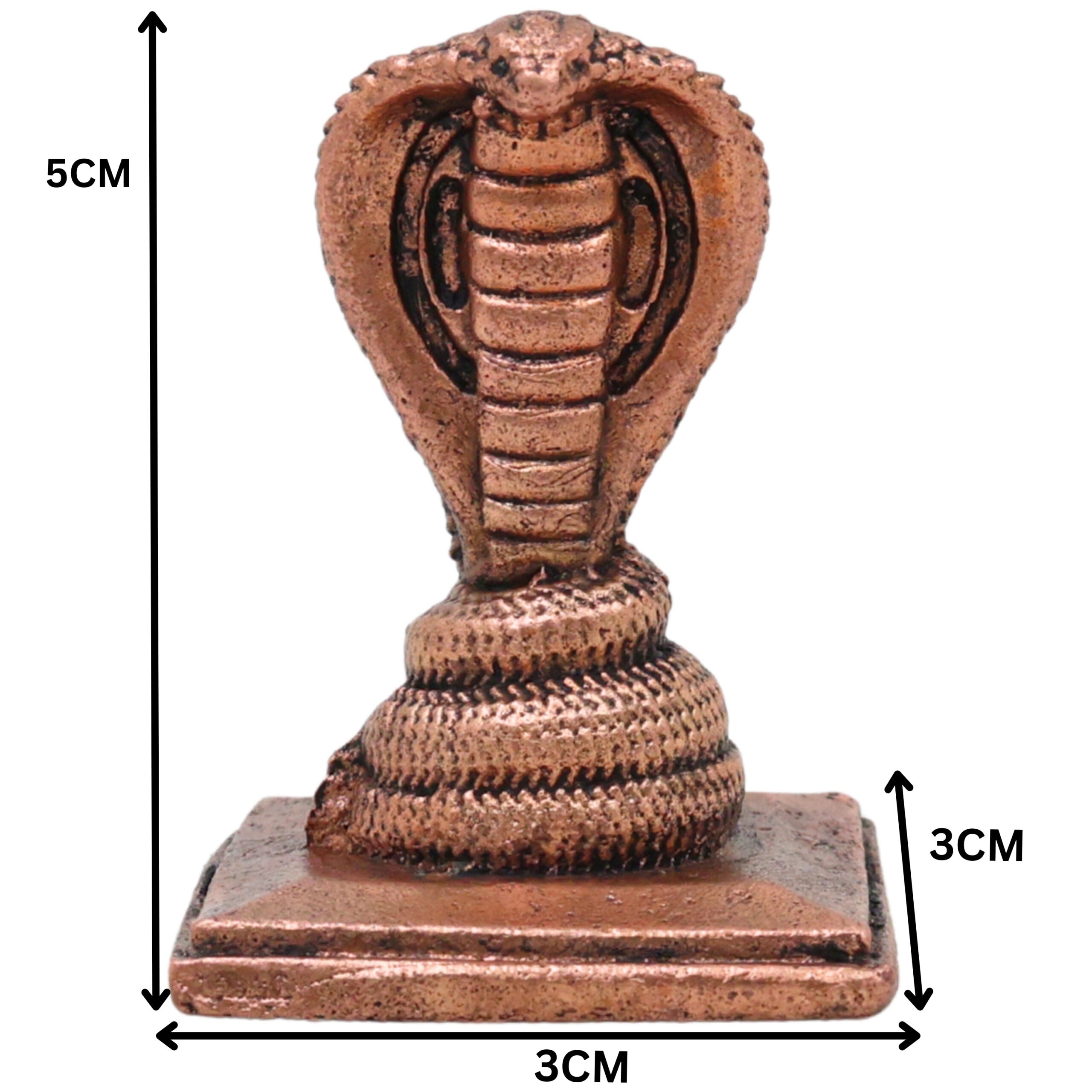 Copper Anjini Snake Idol, Anjini Nāga Devata Nagraj Murti for Pooja, Brown, 2 Inch, 1 Piece