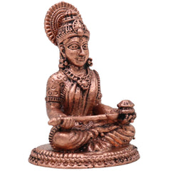 Copper Annapurna Devi Idol, Handcrafted Tamra Annapoorneshwari Murti, Annada Goddess Puja Vigraham for Home Temple Decor, Brown, 2 Inch, 1 Piece